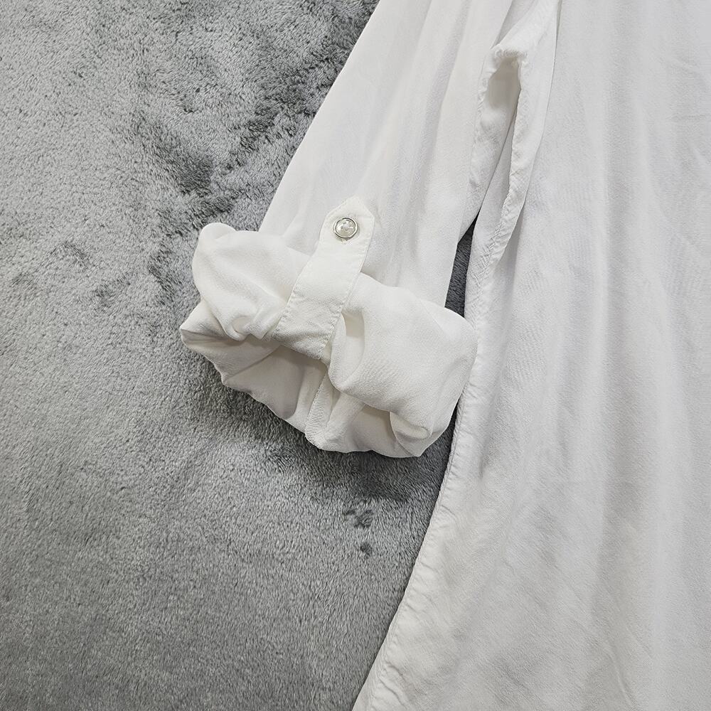 Vintage White Stag Top Womens XXL/2XL White Rayon Roll Tab Long Sleeve Casual - Picture 3 of 10